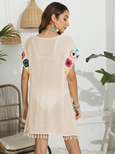 Load image into Gallery viewer, Tassel Boat Neck Flutter Sleeve Cover Up
