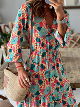 Load image into Gallery viewer, Tassel Printed Three-Quarter Sleeve Dress
