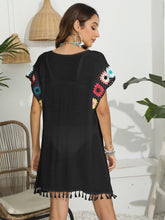 Load image into Gallery viewer, Tassel Boat Neck Flutter Sleeve Cover Up
