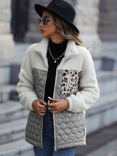 Load image into Gallery viewer, Leopard Color Block Zip-Up Jacket
