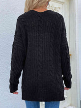 Load image into Gallery viewer, Woven Right Cable-Knit Open Front Cardigan with Front Pockets
