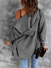 Load image into Gallery viewer, Open Front Hooded Faux Fur Outwear with Pockets
