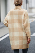 Load image into Gallery viewer, Plaid Dropped Shoulder Cardigan with Pocket
