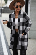 Load image into Gallery viewer, Plaid Dropped Shoulder Cardigan with Pocket
