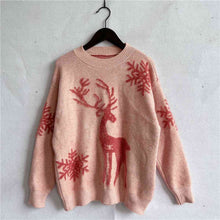 Load image into Gallery viewer, Reindeer and Snowflake Pattern Sweater
