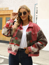 Load image into Gallery viewer, Printed Dropped Shoulder Long Sleeve Denim Jacket
