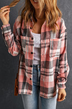 Load image into Gallery viewer, Plaid Dropped Shoulder Longline Shirt
