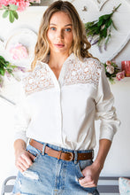 Load image into Gallery viewer, Spliced Lace High-Low Shirt
