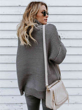 Load image into Gallery viewer, Turtleneck Dropped Shoulder Slit Sweater
