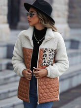 Load image into Gallery viewer, Leopard Color Block Zip-Up Jacket
