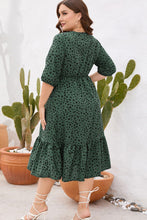 Load image into Gallery viewer, Curvy Size Printed Surplice Ruffle Hem Dress
