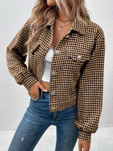 Load image into Gallery viewer, Houndstooth Collared Neck Button Up Jacket
