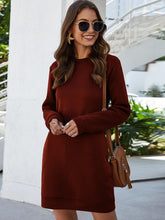 Load image into Gallery viewer, Round Neck Long Sleeve Mini Dress with Pockets
