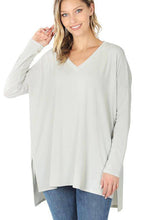 Load image into Gallery viewer, Zenana Solid Dolman Sleeve V Neck Top With Side Slits
