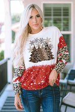 Load image into Gallery viewer, Christma Tree Graphic Leopard Round Neck Sweatshirt
