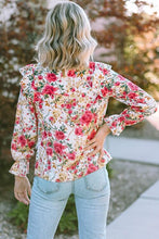 Load image into Gallery viewer, Floral Round Neck Smocked Blouse
