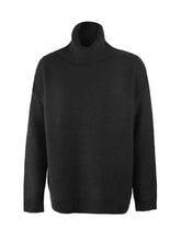 Load image into Gallery viewer, Turtleneck Dropped Shoulder Slit Sweater
