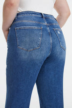 Load image into Gallery viewer, BAYEAS Full Size High Waist Two-Tones Patched Wide Leg Jeans
