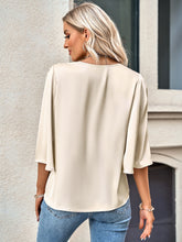 Load image into Gallery viewer, Three-Quarter Flare Sleeve V-Neck Blouse
