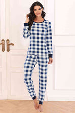 Load image into Gallery viewer, Plaid Round Neck Top and Pants Set
