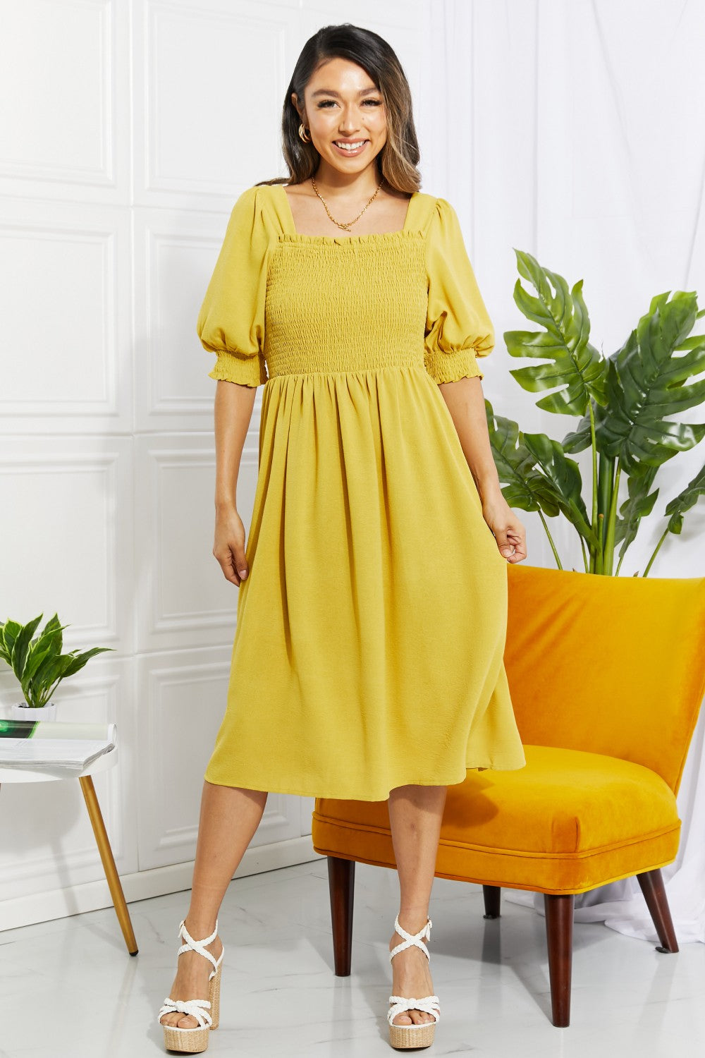 Love You Forever Square Neck Midi Dress