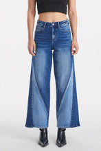 Load image into Gallery viewer, BAYEAS Full Size High Waist Two-Tones Patched Wide Leg Jeans
