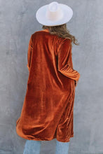 Load image into Gallery viewer, Collared Neck Longline Velvet Cardigan with Pockets
