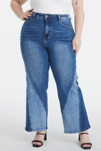 Load image into Gallery viewer, BAYEAS Full Size High Waist Two-Tones Patched Wide Leg Jeans
