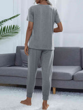 Load image into Gallery viewer, Round Neck Short Sleeve Top and Pants Set
