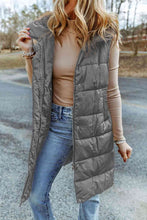 Load image into Gallery viewer, Longline Hooded Sleeveless Puffer Vest
