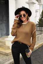 Load image into Gallery viewer, Round Neck Long Sleeve Waffle-Knit Sweater
