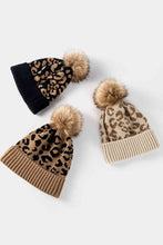 Load image into Gallery viewer, Leopard Pom-Pom Cuffed Beanie
