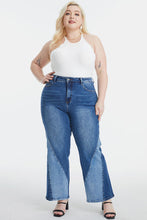 Load image into Gallery viewer, BAYEAS Full Size High Waist Two-Tones Patched Wide Leg Jeans
