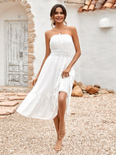 Load image into Gallery viewer, Frill Trim Strapless Midi Dress
