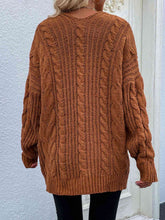 Load image into Gallery viewer, Woven Right Cable-Knit Open Front Cardigan with Front Pockets
