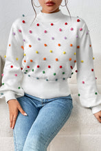 Load image into Gallery viewer, Pom-Pom Trim Mock Neck Long Sleeve Pullover Sweater
