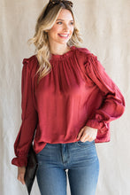 Load image into Gallery viewer, Frilled Neck Long Flounce Sleeve Blouse
