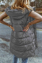 Load image into Gallery viewer, Longline Hooded Sleeveless Puffer Vest
