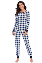 Load image into Gallery viewer, Plaid Round Neck Top and Pants Set
