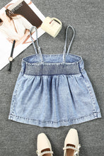 Load image into Gallery viewer, Denim Smocked Adjustable Strap Denim Cami
