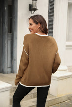 Load image into Gallery viewer, Round Neck Long Sleeve Waffle-Knit Sweater
