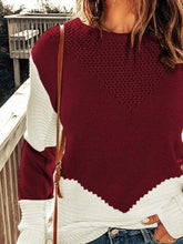 Load image into Gallery viewer, Contrast Round Neck Sweater
