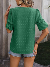 Load image into Gallery viewer, Swiss Dot V-Neck Short Sleeve Blouse
