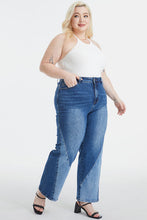 Load image into Gallery viewer, BAYEAS Full Size High Waist Two-Tones Patched Wide Leg Jeans
