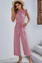 Load image into Gallery viewer, Butterfly Sleeve Tie Waist Jumpsuit
