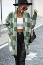 Load image into Gallery viewer, Plaid Dropped Shoulder Cardigan with Pocket
