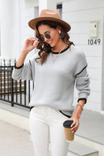 Load image into Gallery viewer, Round Neck Long Sleeve Waffle-Knit Sweater
