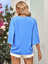 Load image into Gallery viewer, Three-Quarter Flare Sleeve V-Neck Blouse
