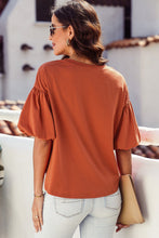 Load image into Gallery viewer, Puff Sleeve Curved Hem Blouse
