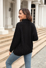 Load image into Gallery viewer, Cable-Knit Turtle Neck Long Sleeve Sweater
